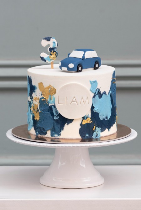 Kék - arany autós torta